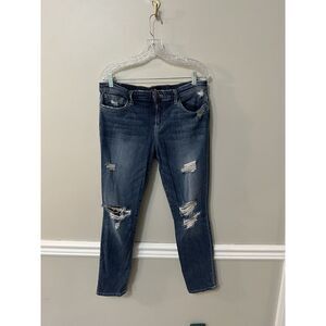 Joe's Mid Rise Skinny Leg Ripped Distressed Stretch Jeans in Keagan Wash Size 32